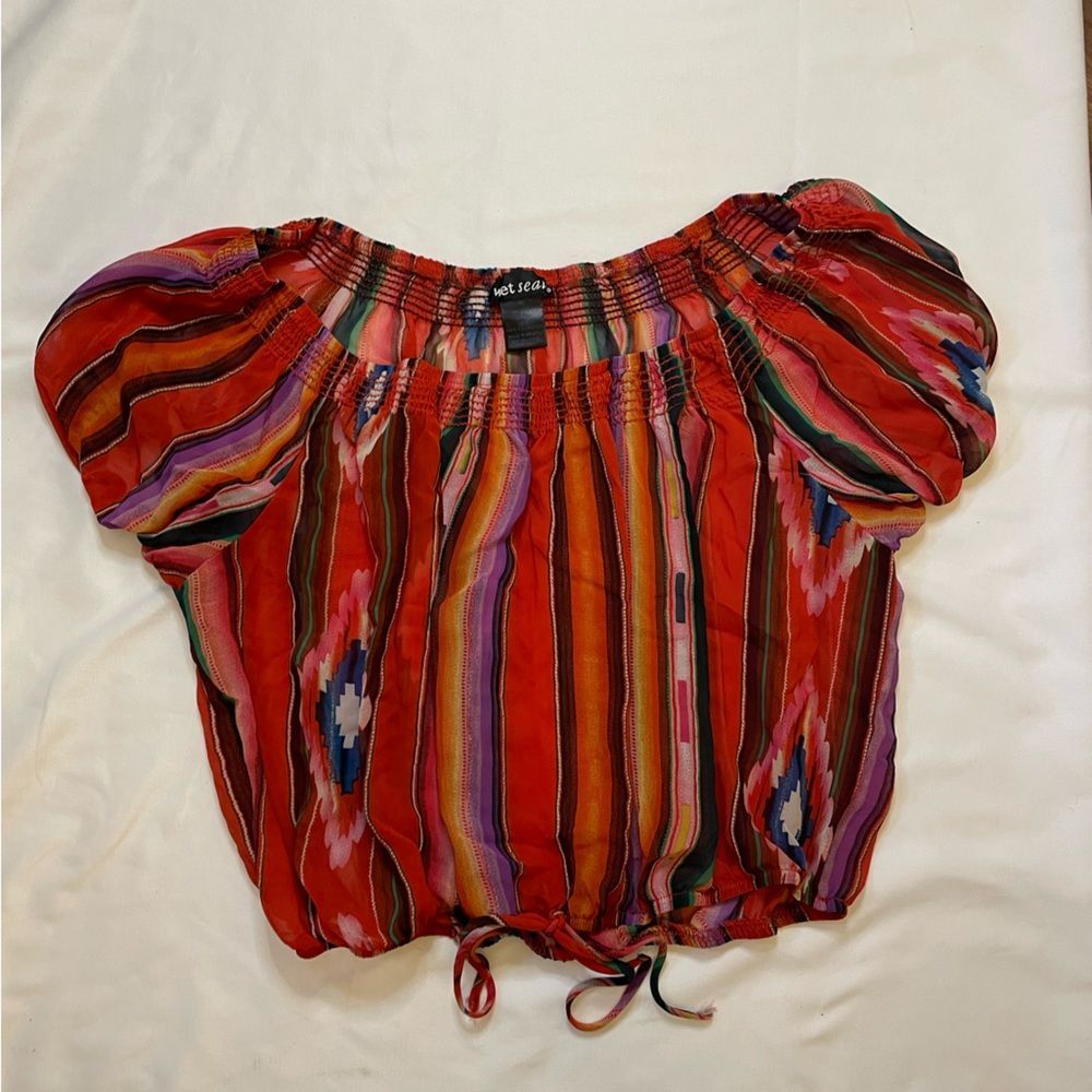 Wet Seal size large red stripe Aztec blouse